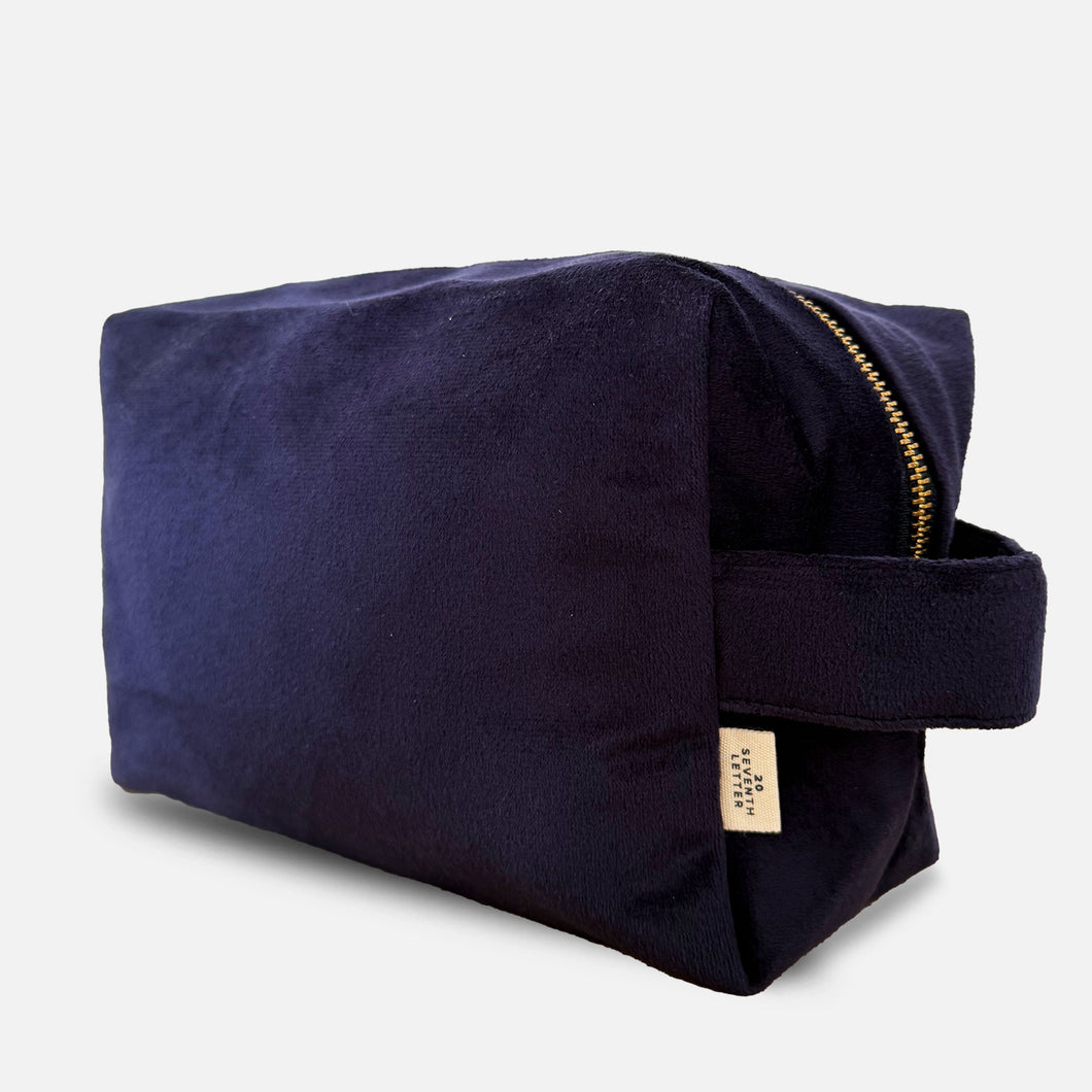 Navy Velvet Wash Bag