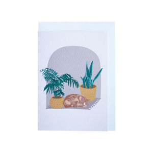 Cat & House Plant Greeting Card